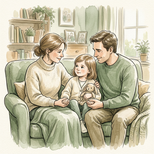 Tartışan ebeveynler ve terapistle konuşma