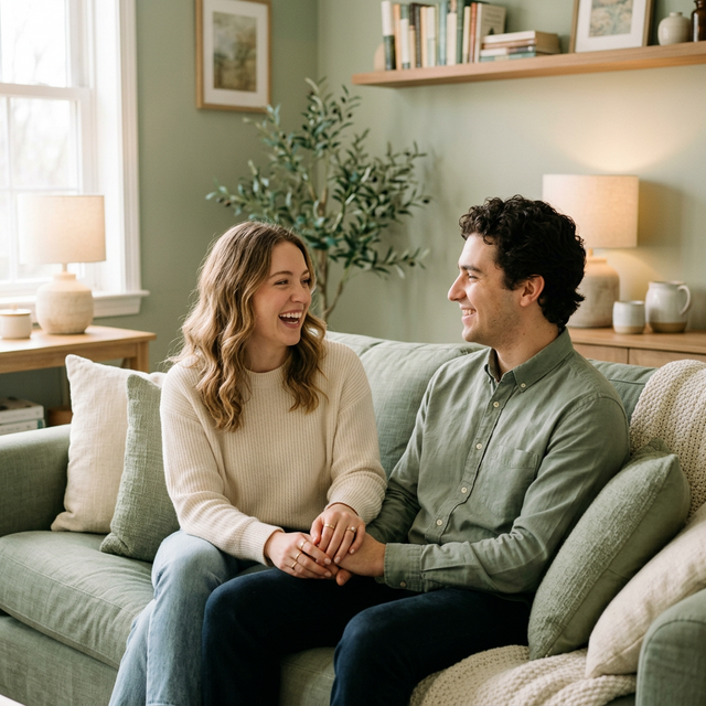 Nişanlı çift ve psikolog görüşmesi