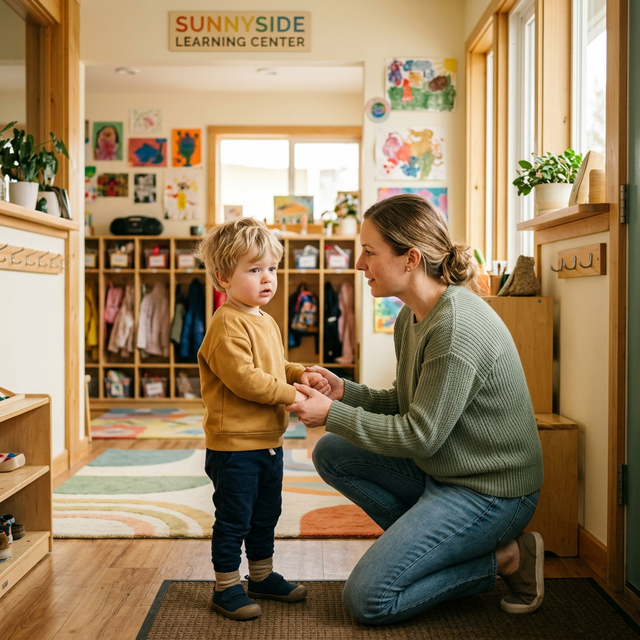 Kreş kapısında ebeveyn ve çocuk arasındaki duygusal bağ